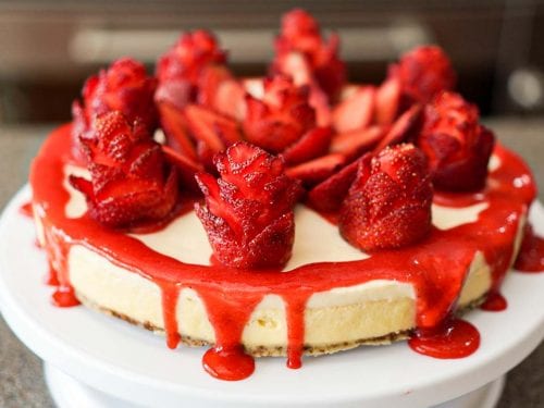 luscious strawberry cheesecake served on a plate