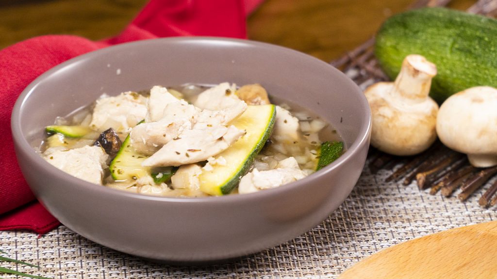 Crockpot Chicken and Zucchini Strips Recipe, chicken and zucchini in soup broth