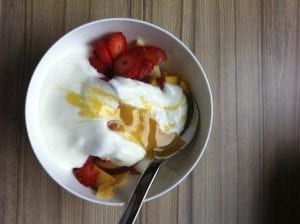 Greek Yogurt Dessert with Honey and Strawberries