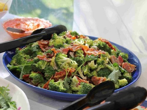 broccoli and tortellini salad with bacon