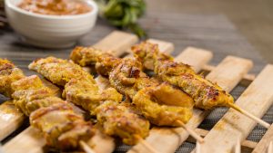 Chicken Satay with Peanut Butter Dipping Sauce