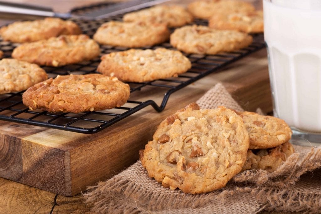 peanut butter cookies with a glass of milk