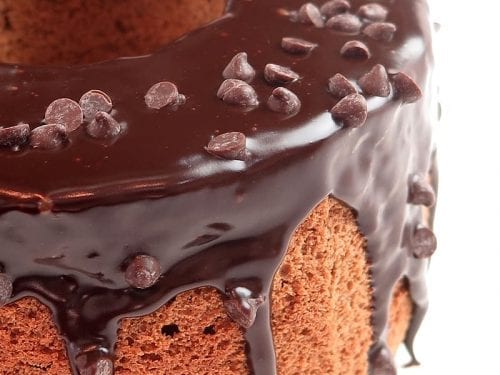 chocolate cake covered in icing
