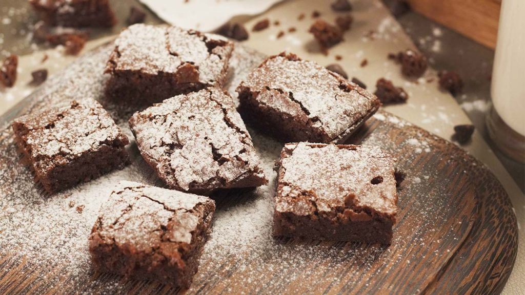 Classic Dense Brownies with Powdered Sugar