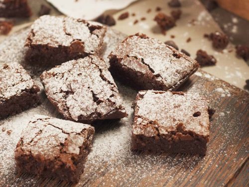 Classic Dense Brownies with Powdered Sugar