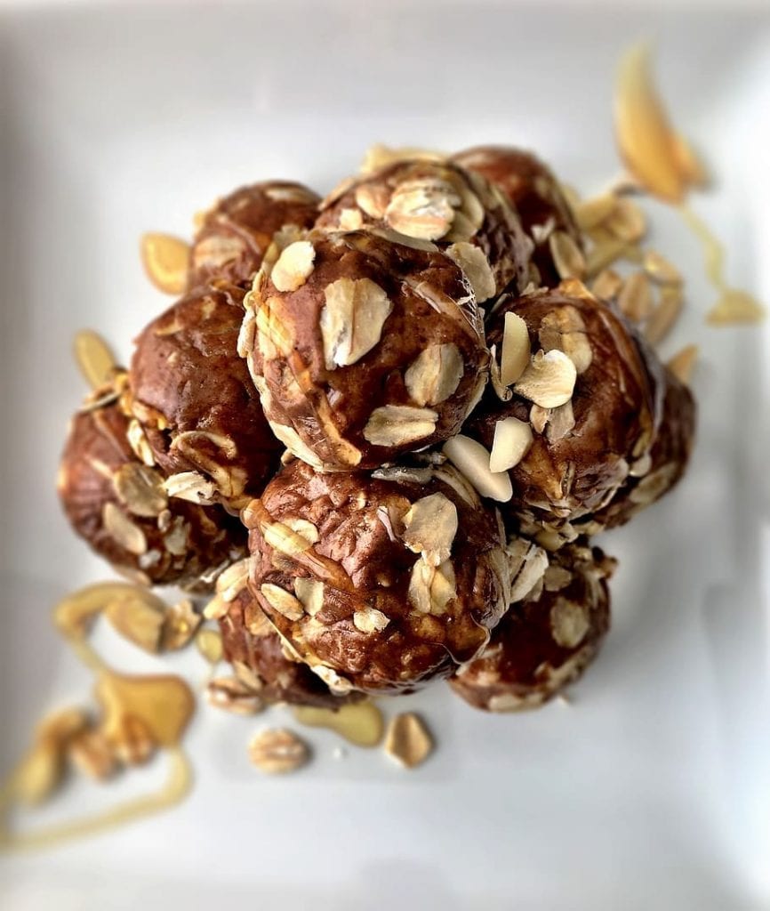 top shot of chocolate oatmeal balls