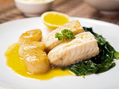 Cod, Scallops, and Spinach