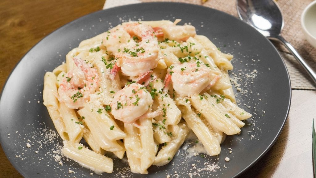 Delightful Garlic Vodka Alfredo Sauce With Shrimp Recipe, creamy penne alla vodka pasta with shrimp