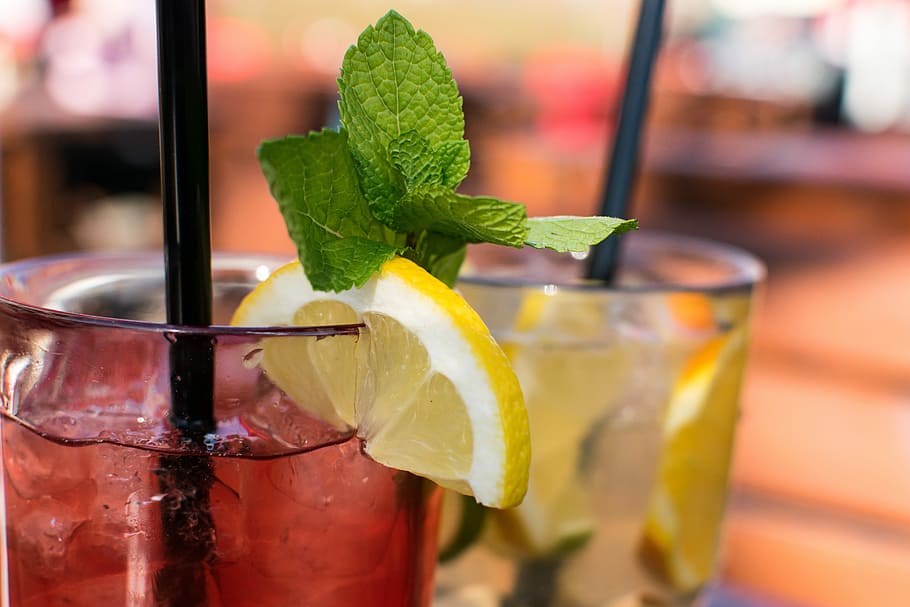 cold fresh lemonade with raspberry ice cubes