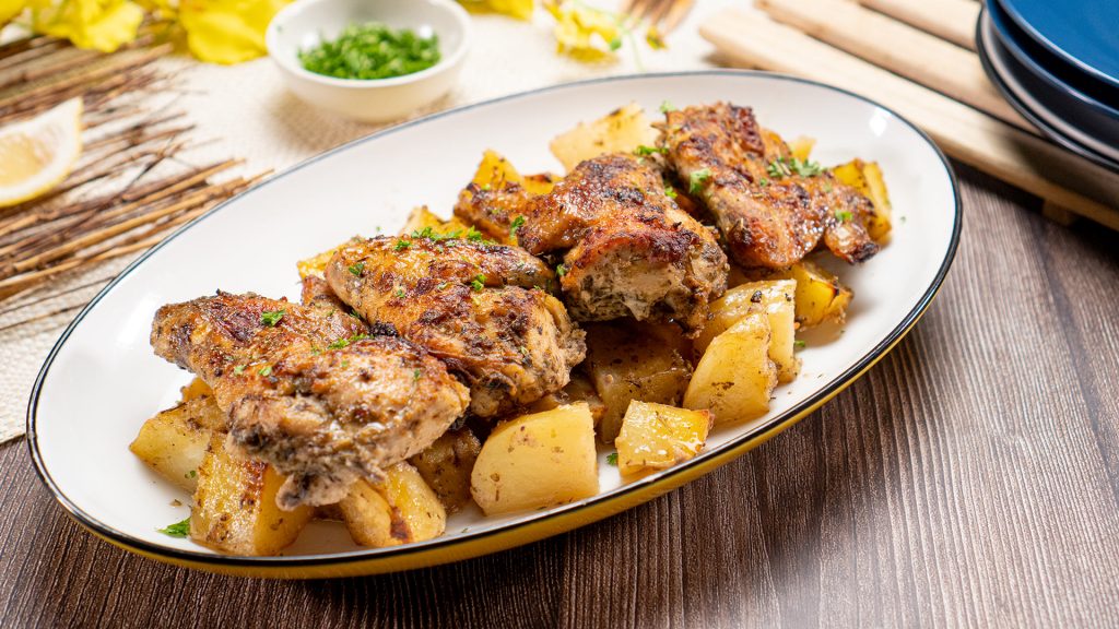 golden-herb-chicken-wings-and-potatoes-recipe