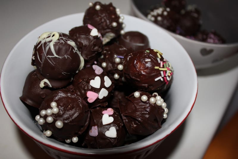 chocolate truffles in a bowl