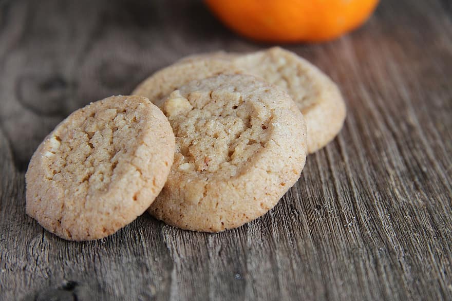 peanut cookies on a wooden table