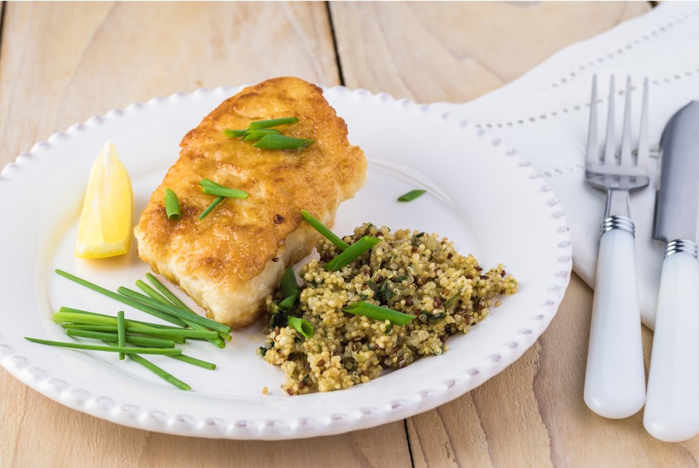 honey soy glazed cod with quinoa, fish, seafood