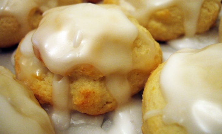 knot cookies with a sugar glaze on top