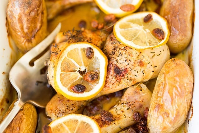 lemon chicken with asian rice stuffing