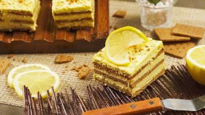 No Bake Lemon Cake With Lemon Zest Frosting