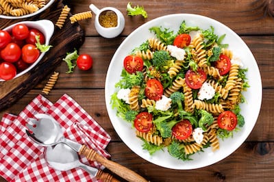 pasta twist with tomato and broccoli