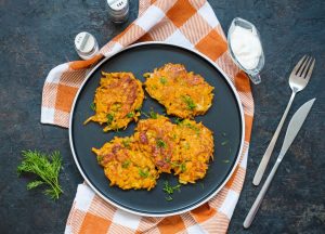 Spiralized Sweet Potato Latkes