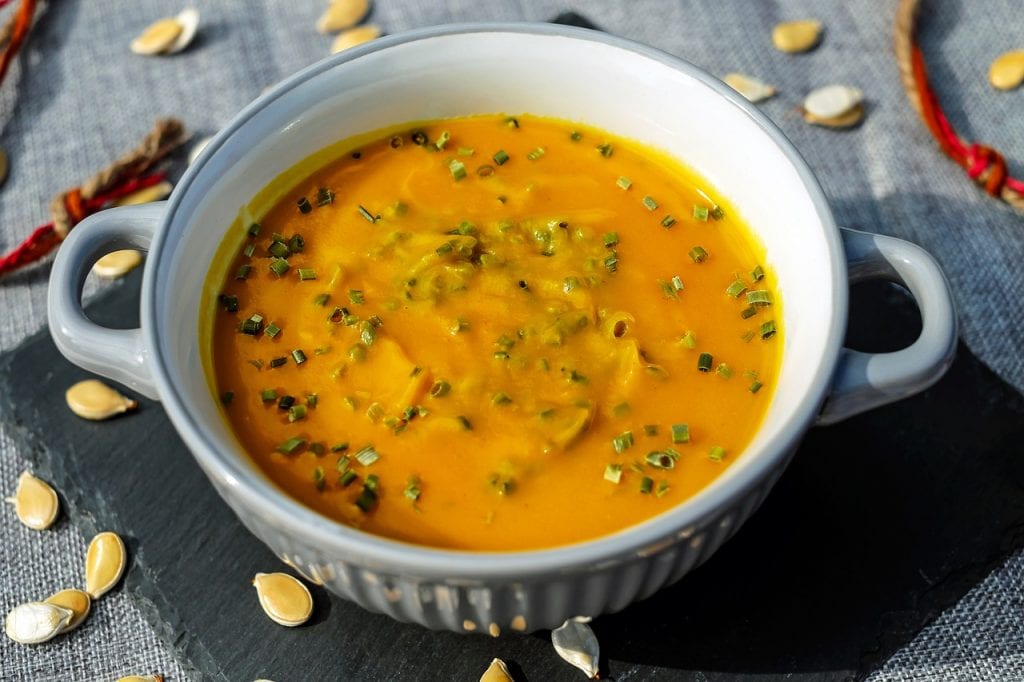Roasted Pumpkin and Sweet Potato Soup with White Truffle Oil