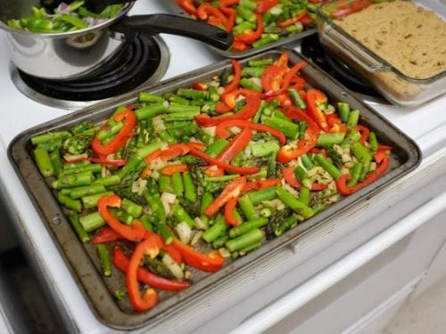 asparagus with roasted peppers and olives