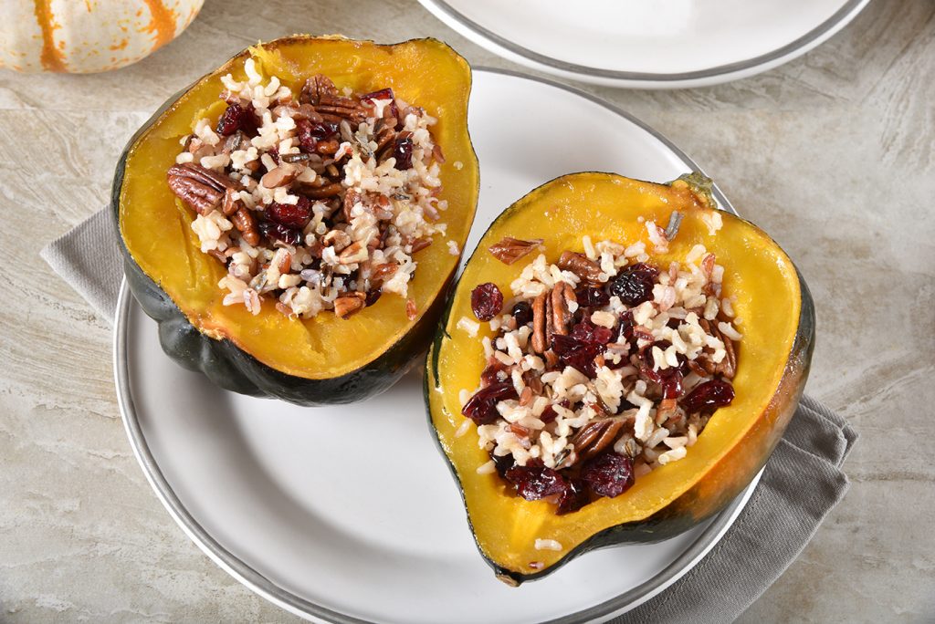 baked acorn squash with caramelized apple