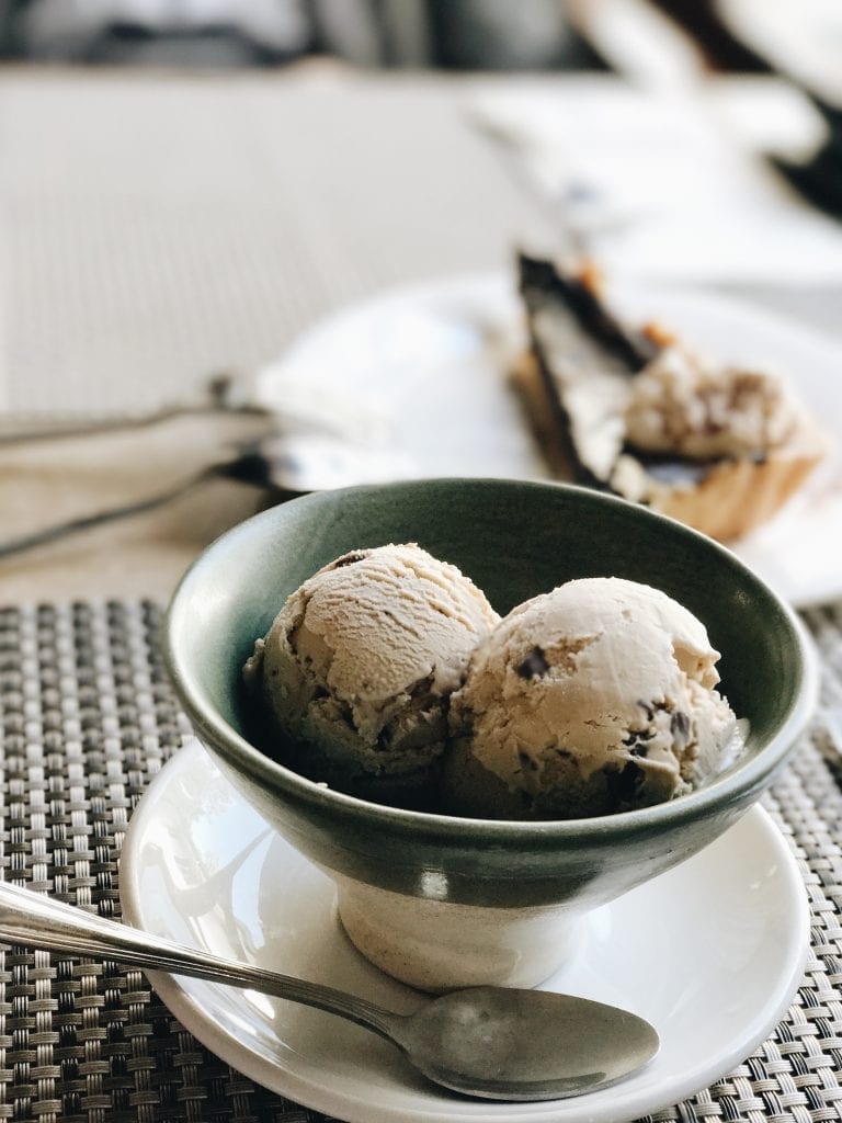 a bowl of homemade cookies 'n cream ice cream