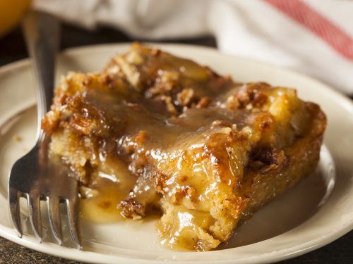 delicious bread pudding with bourbon sauce