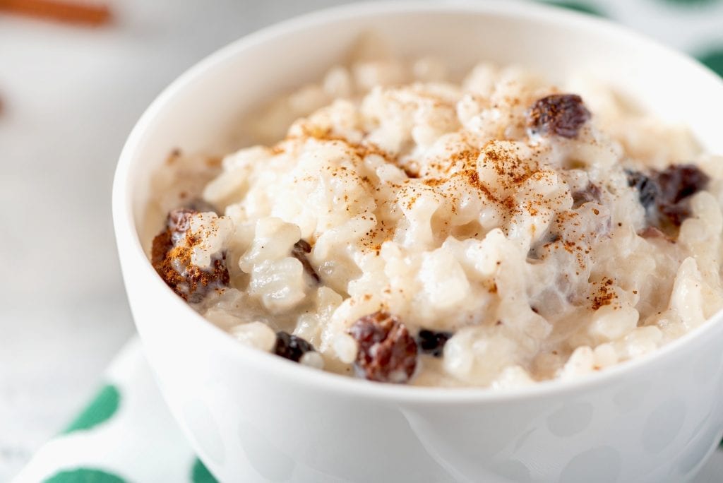 Brown Rice Raisin Pudding, baked brown rice pudding, sweetened brown rice pudding