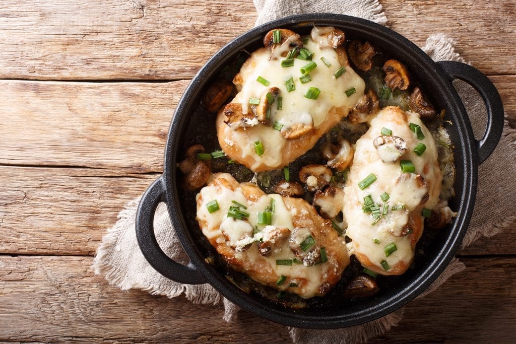 chicken with mushroom and muenster cheese