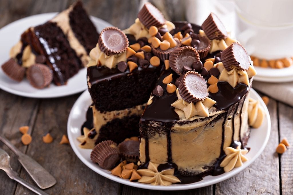 chocolate cake with peanut butter frosting