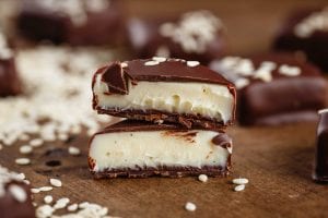 homemade chocolate with a white creamy filling inside