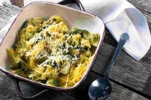 Delightful Spaghetti Squash With Roasted Brussels Sprouts Recipe