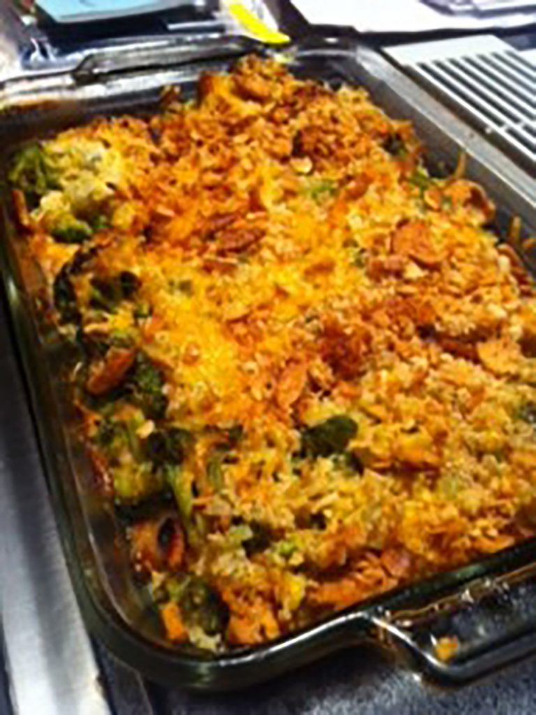 fast broccoli rice and chicken casserole