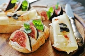 french baguette with ricotta, prosciutto and marsala figs