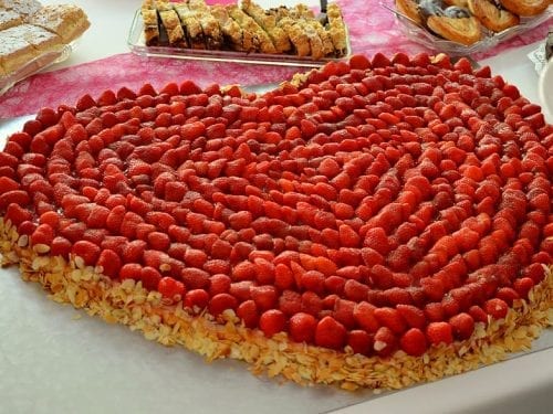 giant cherry heart dessert