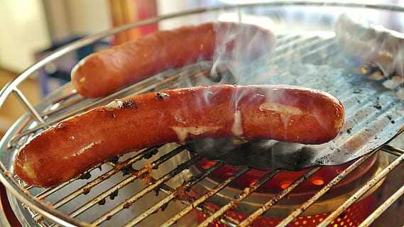 grilled beer soaked bratwursts