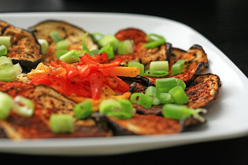 grilled eggplant tomato and goat cheese