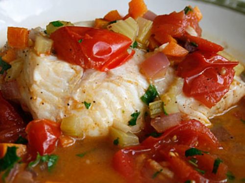 grilled halibut with tomato herb sauce
