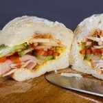 grilled roasted red pepper and ham sandwich