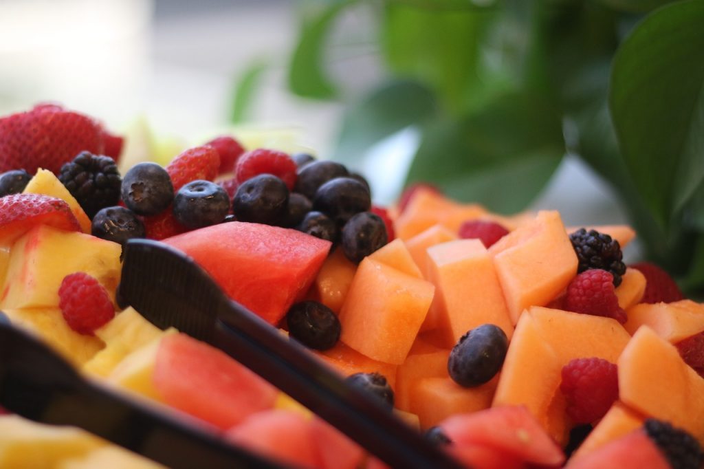melon tray with fruit dressing