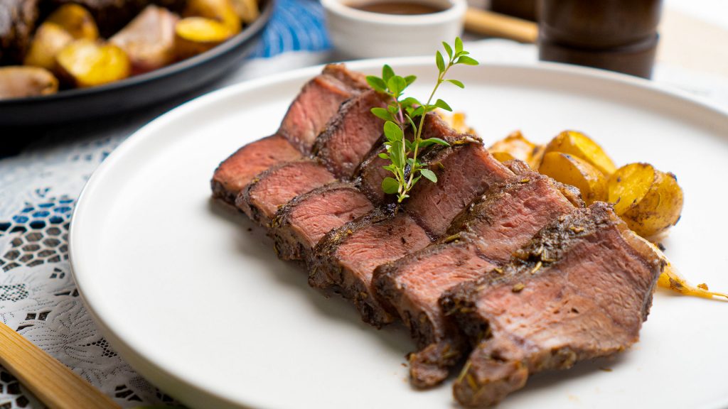 Steak and Potatoes in Oven Recipe, sheet pan garlic butter steak with baby potatoes