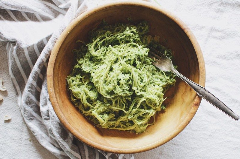 pesto spaghetti squash with mozzarella