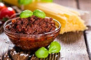 Pesto with Fresh Basil, Pistachios, and Sun-Dried Tomatoes Recipe