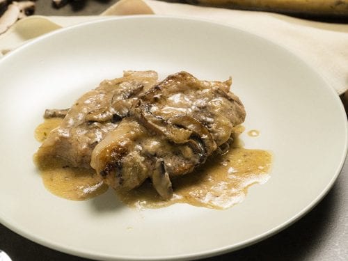 Pork Chop Alfredo Casserole Recipe, boneless pork chops with creamy mushroom alfredo sauce