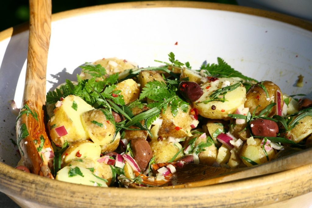 potato salad with olives capers and caraway