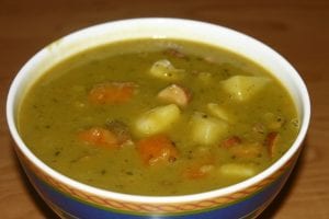 Savory Split Pea Soup With Kielbasa Recipe
