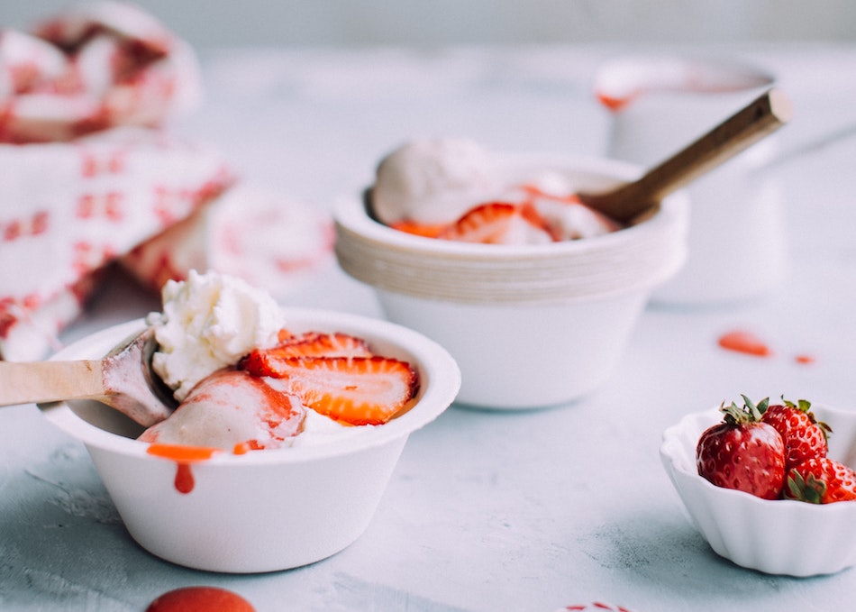 strawberries with molasses sour cream sauce