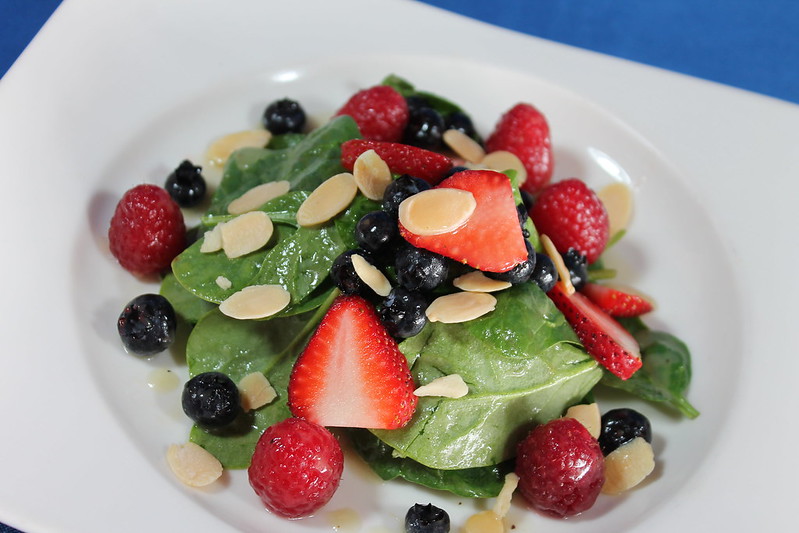 summer spinach and strawberries
