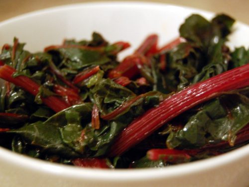 swiss chard with toasted sesame seeds