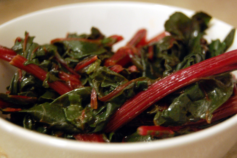 swiss chard with toasted sesame seeds